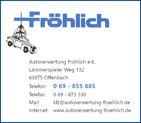 Autoverwertung Frhlich e. K. - Firmeninhaberin: Fatme Kurt