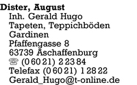 Dister Inh. Gerald Hugo, August