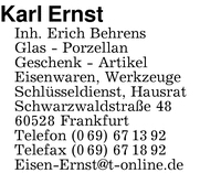 Ernst Inh. Erich Behrens, Karl